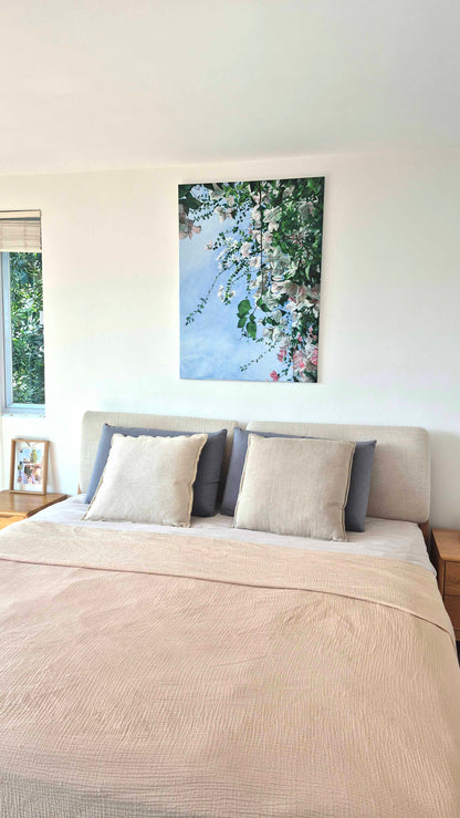 White Bougainvillea on a Hilltop - ORIGINAL PAINTING ON CANVAS