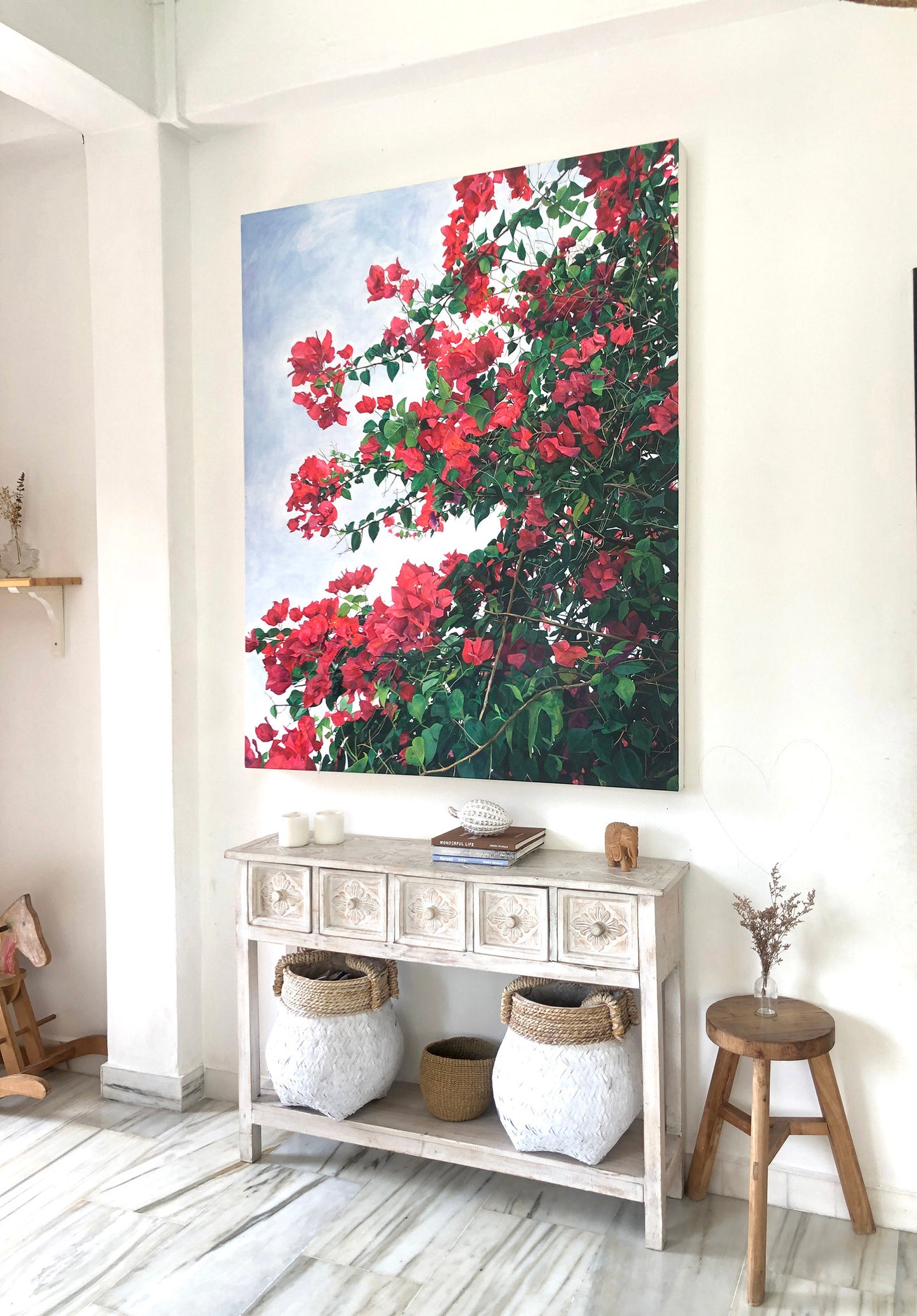 Bright Pink Bougainvillea - ORIGINAL PAINTING ON CANVAS