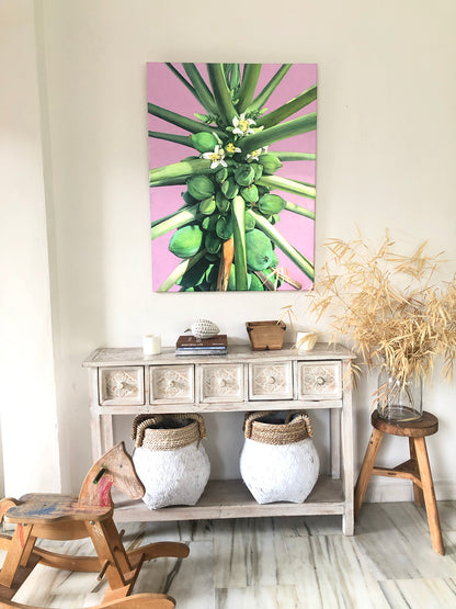 Papaya with White Flowers - ORIGINAL PAINTING ON CANVAS