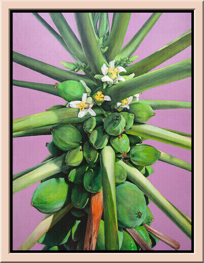 Papaya with White Flowers - ORIGINAL PAINTING ON CANVAS